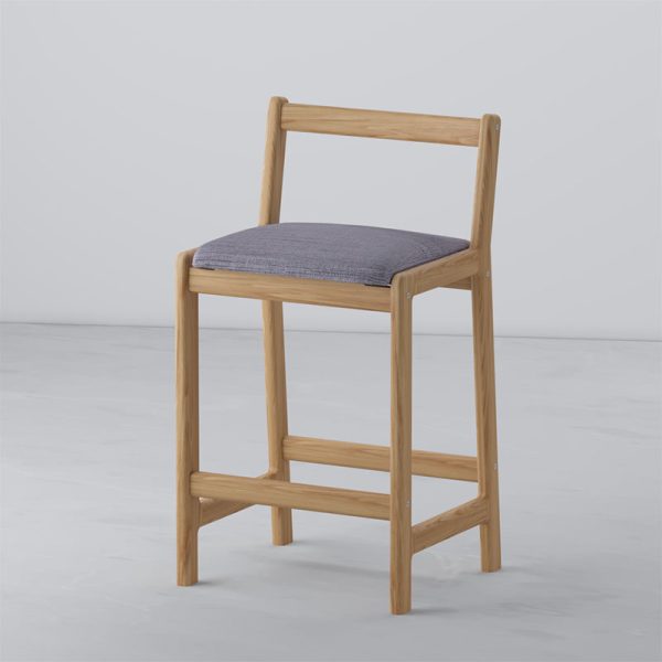 Барный стул со спинкой, мягкое сидение - натуральный дуб