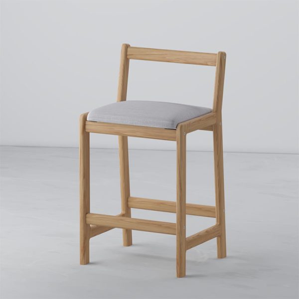 Барный стул со спинкой, мягкое сиденье — натуральный дуб