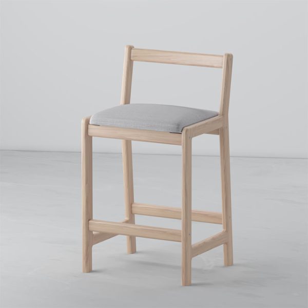 Барный стул со спинкой, мягкое сиденье — беленый дуб