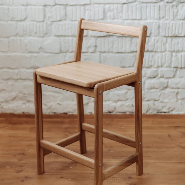 Барный стул со спинкой — натуральный дуб