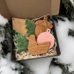 Набор новогодних игрушек 6 шт. из дуба и керамики №2